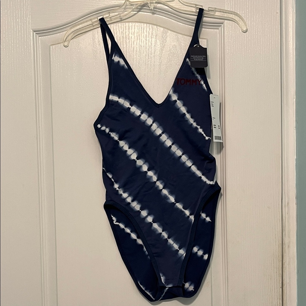 Tommy Hilfiger Navy & White Tie-Dye seamless bodysuit